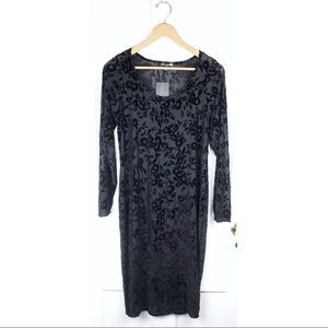 NWT : Curvy Sense : size : 1X : Black velvet floral print Bodycon party dress